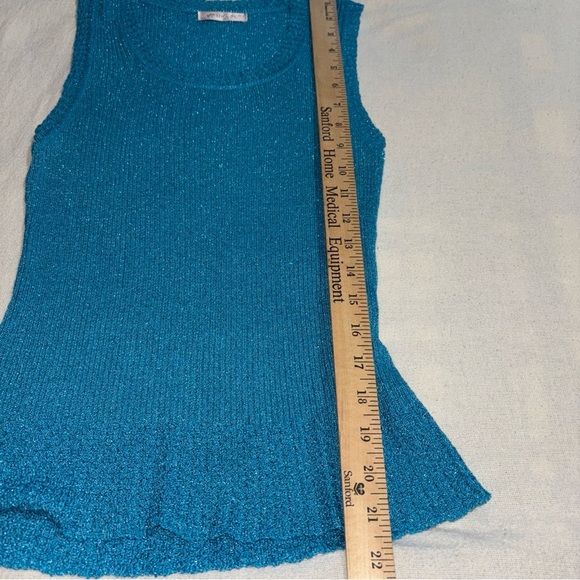Vintage Womens Metallic‎ Turquoise Sleeveless Camisole SzS Stretchy retro - Picture 5 of 7